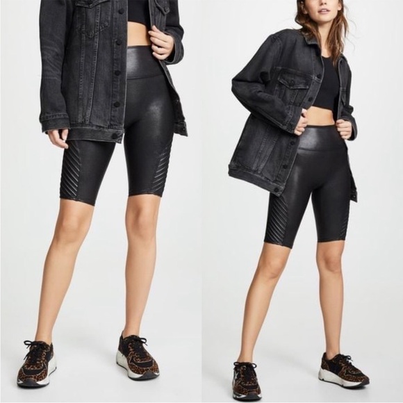 SPANX Pants - Spanx faux leather Moto bike short